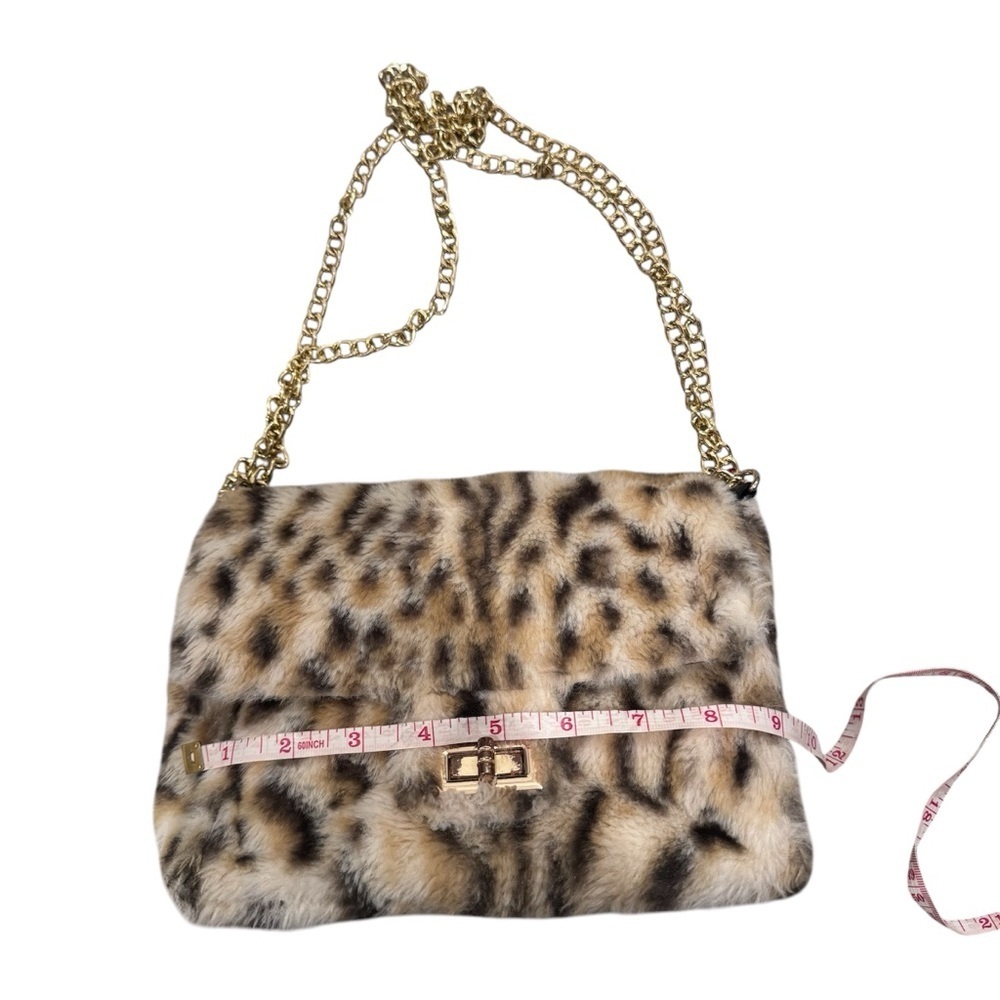 Y2K Brown Leopard Print Faux Fur Cross Body Bag - Picture 9 of 10